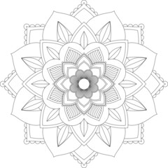 Easy Mandala coloring book simple and basic for beginners, seniors and children. Set of Mehndi flower pattern for Henna drawing and tattoo. Decoration in ethnic oriental, Indian style.