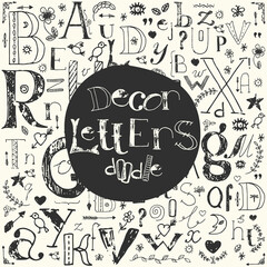 Set of doodle letters and design elements © katyabogina