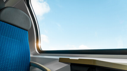 Clean hygiene empty seat on europe Germany public transportation train subway bus with sunlight for...