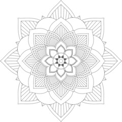 Easy Mandala coloring book simple and basic for beginners, seniors and children. Set of Mehndi flower pattern for Henna drawing and tattoo. Decoration in ethnic oriental, Indian style.