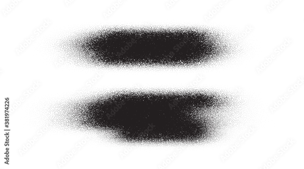 Poster brush stroke paint. dotwork stain pattern. sand grain effect. black noise stipple dots. abstract noi