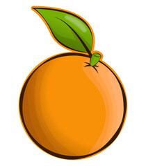 Orange isolated illustration. Ripe orange and leaf isolated vector AI illustration.