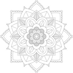 Easy Mandala coloring book simple and basic for beginners, seniors and children. Set of Mehndi flower pattern for Henna drawing and tattoo. Decoration in ethnic oriental, Indian style.