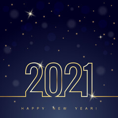 Happy New Year 2021 greeting card. Vector illustration. 