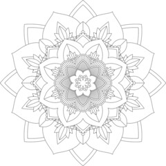 Easy Mandala coloring book simple and basic for beginners, seniors and children. Set of Mehndi flower pattern for Henna drawing and tattoo. Decoration in ethnic oriental, Indian style.
