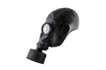 Black gas mask isolated on white background with clipping path. Environment pollution