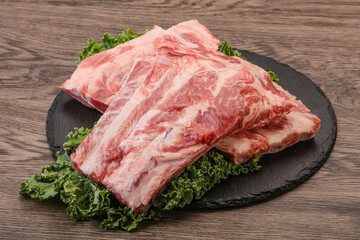 Raw pork ribs for cooking