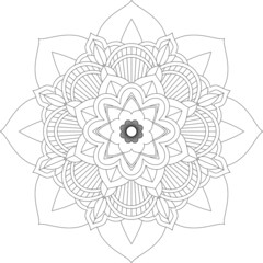 Easy Mandala coloring book simple and basic for beginners, seniors and children. Set of Mehndi flower pattern for Henna drawing and tattoo. Decoration in ethnic oriental, Indian style.