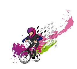 Fototapeta na wymiar bmx biker rider skatepark vector character isolated line art cartoon