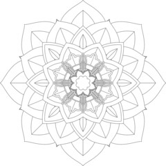 Easy Mandala coloring book simple and basic for beginners, seniors and children. Set of Mehndi flower pattern for Henna drawing and tattoo. Decoration in ethnic oriental, Indian style.