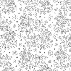 Floral multicolored seamless pattern. Black and white