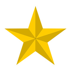 Single Isolated Shaded Golden Star. Vector Image.