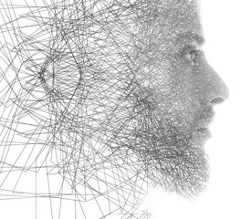 Portrait combined with a digital illustration