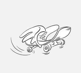 skateboard wings vector skatepark stuff cartoon isolated line art
