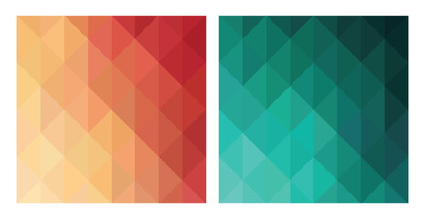 Set of colorful mosaic backgrounds, red and green gradient layout vector