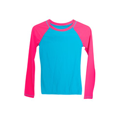 Long sleeve lycra jersey or rashguard for watersport isolated on white background