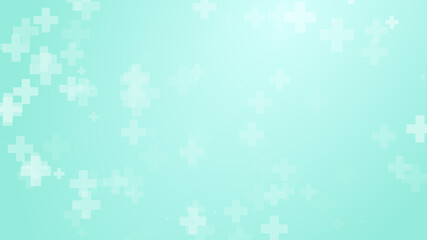 Abstract medical green blue cross pattern background.