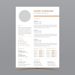 Professional Resume Template Vector Design