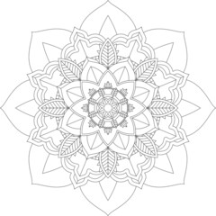 Easy Mandala coloring book simple and basic for beginners, seniors and children. Set of Mehndi flower pattern for Henna drawing and tattoo. Decoration in ethnic oriental, Indian style.