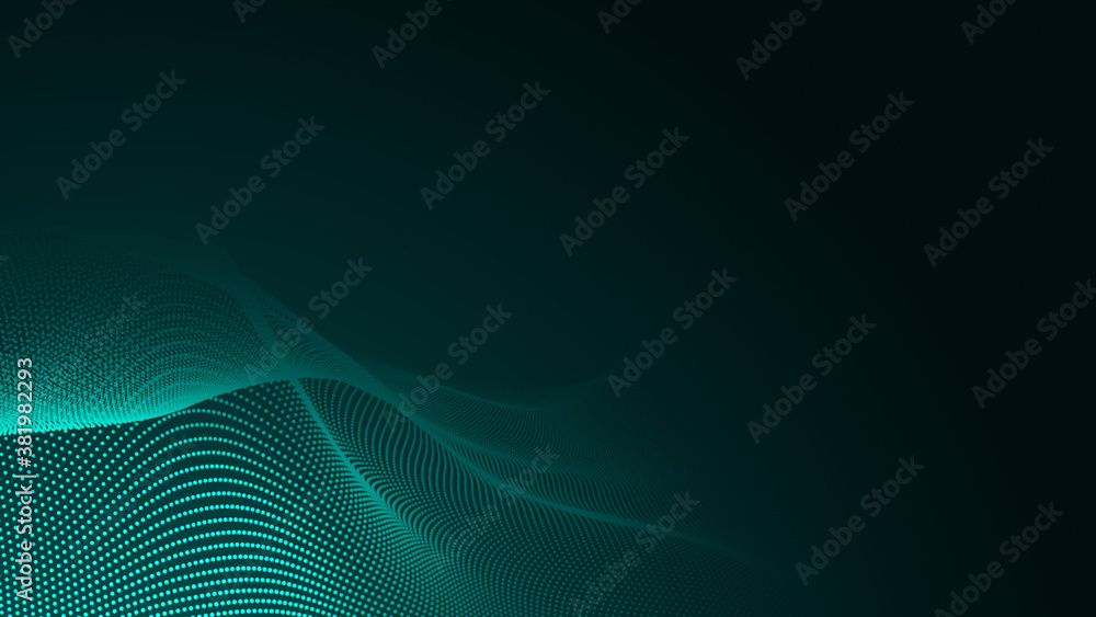 Poster dot green wave light screen gradient texture background. abstract technology big data digital backgr