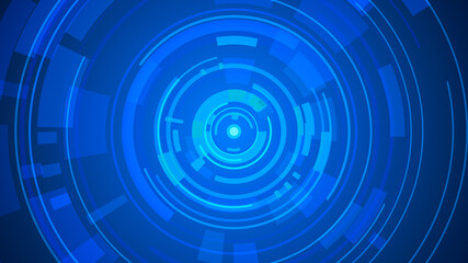Circle blue technology Hi-tech dark background. Abstract graphic digital future concept design.