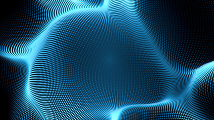 Dot white blue wave light screen gradient texture background. Abstract  technology big data digital background. 3d rendering.