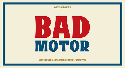 Bold retro vintage sans serif font, Clean minimalist typeface design, vector illustration