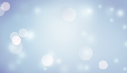 Abstract airy blue background with round bokeh on blurred winter backdrop and copy space