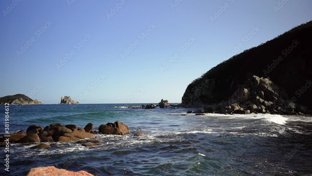 Canvas Prints slow mo seascape with rocks and waves. primorsky krai, russia