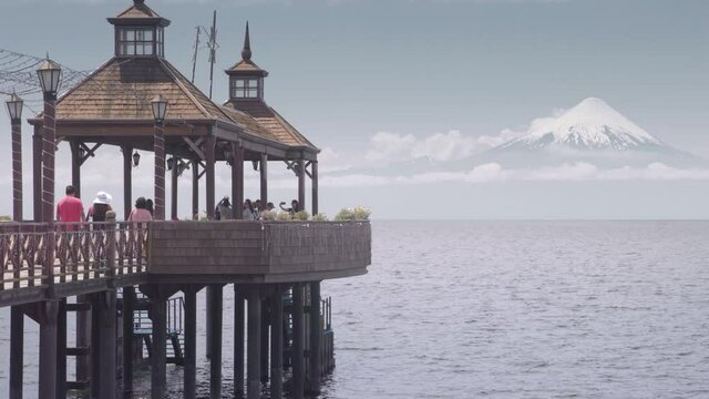 Frutillar view and town at Languihue lake and Osorno Volcano. Puerto Varas, Chile, South America.