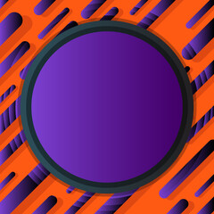 Modern linear colorful pattern on an orange background. Trendy abstract background with circle copy space. An empty space concept for any purpose