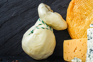 cheese many different types and grades meal on the table tasty serving size  top view copy space for text food background rustic