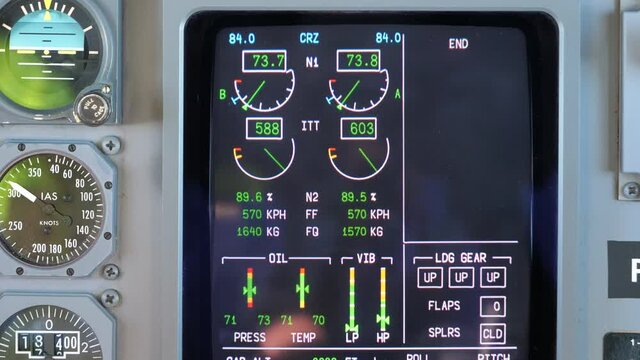 Airplane Engine Parameters on Modern Digital Cockpit Instrument Panel