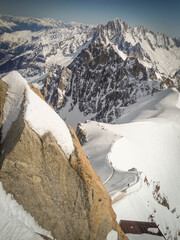 Beautiful granite monolith in Vallee Blanche, near Chamonix, France