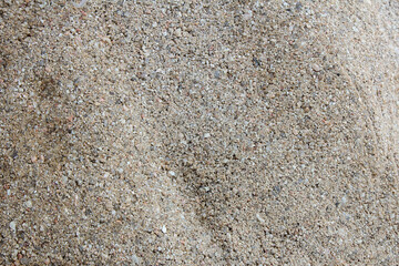 Caked construction sand for mixing with cement. Abstract texture background. Decorative gravel path texture banner background.