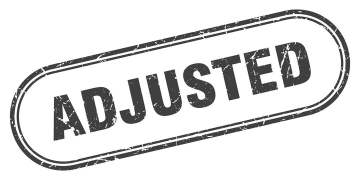 adjusted stamp. rounded grunge textured sign. Label