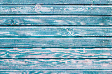 Bringt blue old painted vertical wooden planks. Abstract vintage wood background texture or banner.