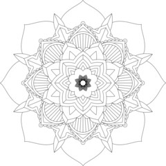 Easy Mandala coloring book simple and basic for beginners, seniors and children. Set of Mehndi flower pattern for Henna drawing and tattoo. Decoration in ethnic oriental, Indian style.