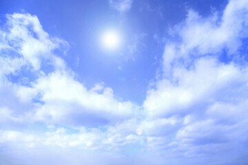 青空の太陽と雲