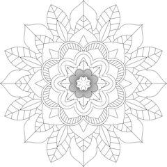 Easy Mandala coloring book simple and basic for beginners, seniors and children. Set of Mehndi flower pattern for Henna drawing and tattoo. Decoration in ethnic oriental, Indian style.