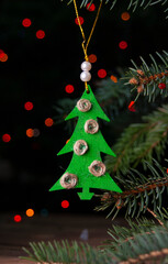 A green wooded fir-tree, Christmas tree decoration