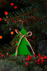 A green wooded fir-tree, Christmas tree decoration