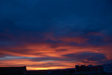 Fototapeta premium Clouds during sunset, orange