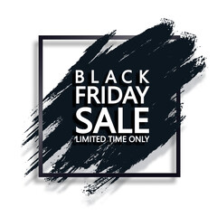 Black square frame with red brushstroke. Black friday sale template. Border vector frame. © ku4erashka