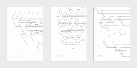 Abstract geometric technological banner. Corporate identity flyer. Vector set background.