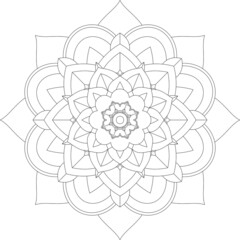 Easy Mandala coloring book simple and basic for beginners, seniors and children. Set of Mehndi flower pattern for Henna drawing and tattoo. Decoration in ethnic oriental, Indian style.