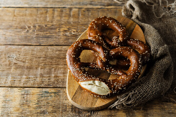 Pretzel with salt and sesame seeds