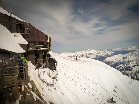 Aguille du Midi in Mont Blanc massif in the french alps