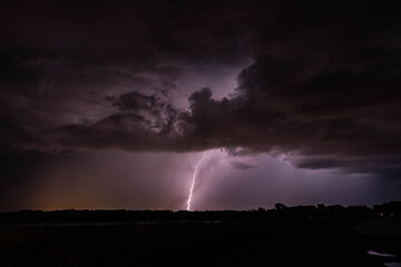 Lightning produced by storms moving across the Wisconsin landscape 