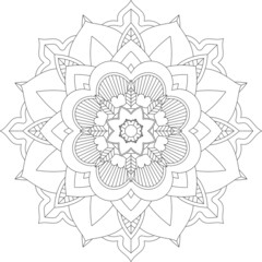 Easy Mandala coloring book simple and basic for beginners, seniors and children. Set of Mehndi flower pattern for Henna drawing and tattoo. Decoration in ethnic oriental, Indian style.